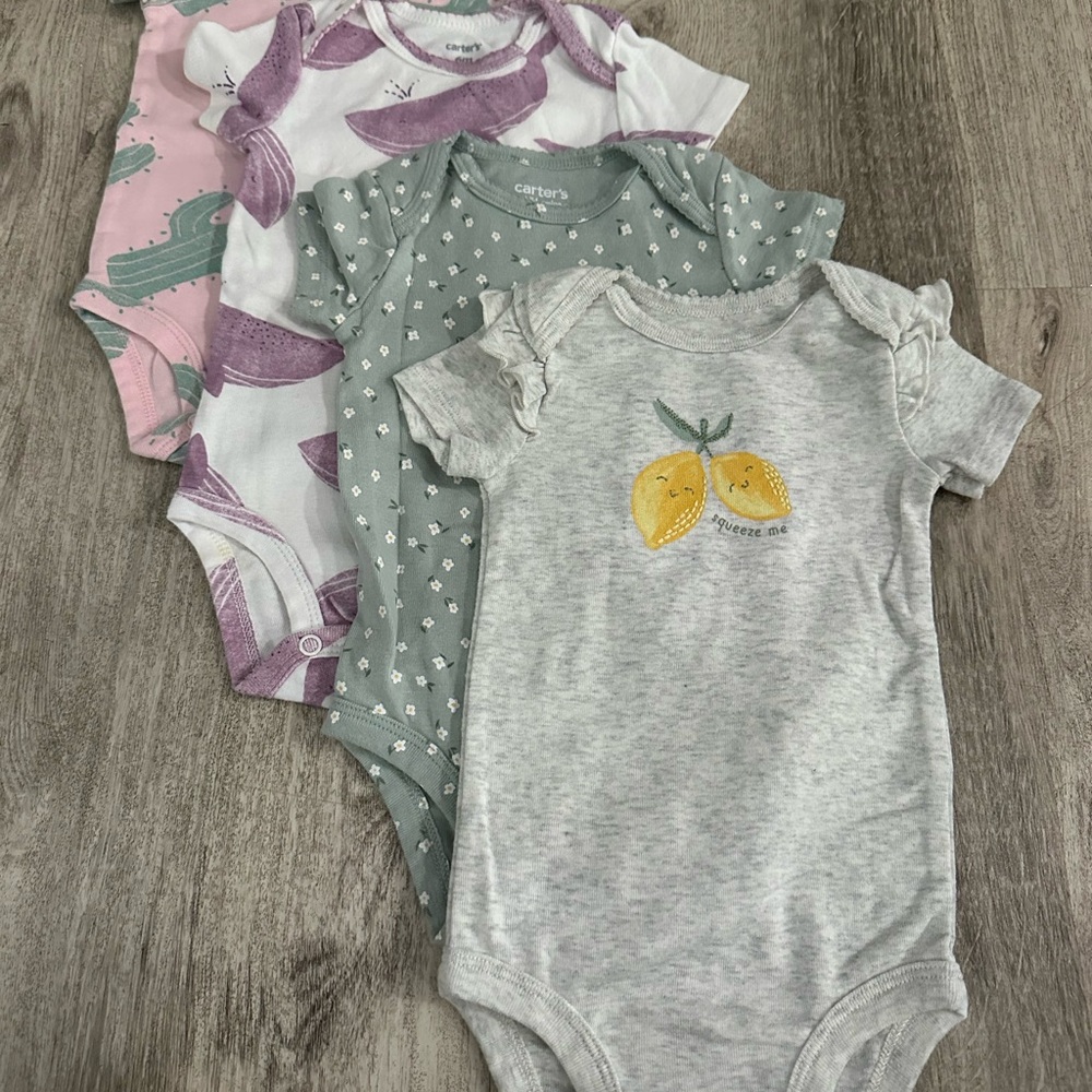Carter's Girls' Printed Short Sleeve One-Piece Bodysuits